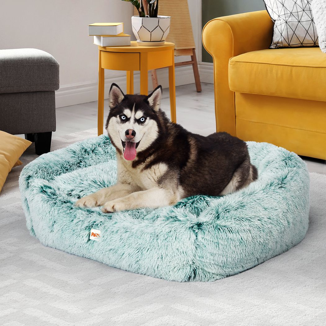 Dog Calming Bed Sleeping Kennel Soft Plush Comfy Memory Foam Teal M