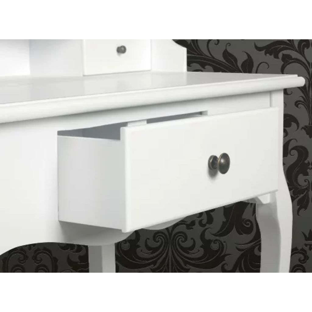 Dressing Table with Mirror and Stool White