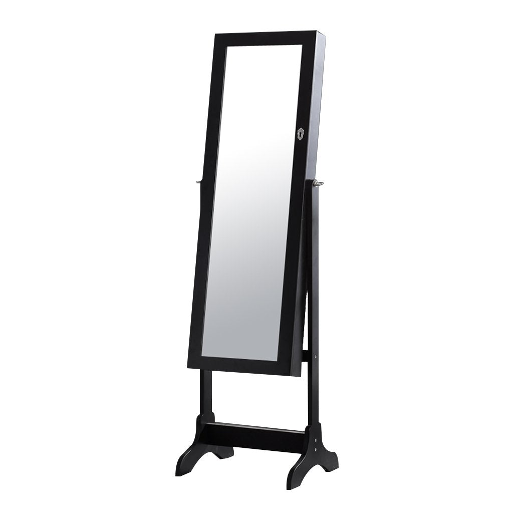 Bedroom Dual Use Mirror Jewellery Cabinet in Black Colour