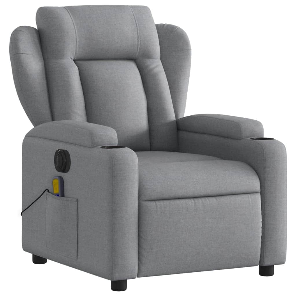 Electric Light Grey Fabric Massage Recliner Chair