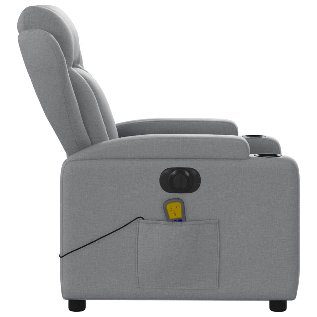 Electric Light Grey Fabric Massage Recliner Chair