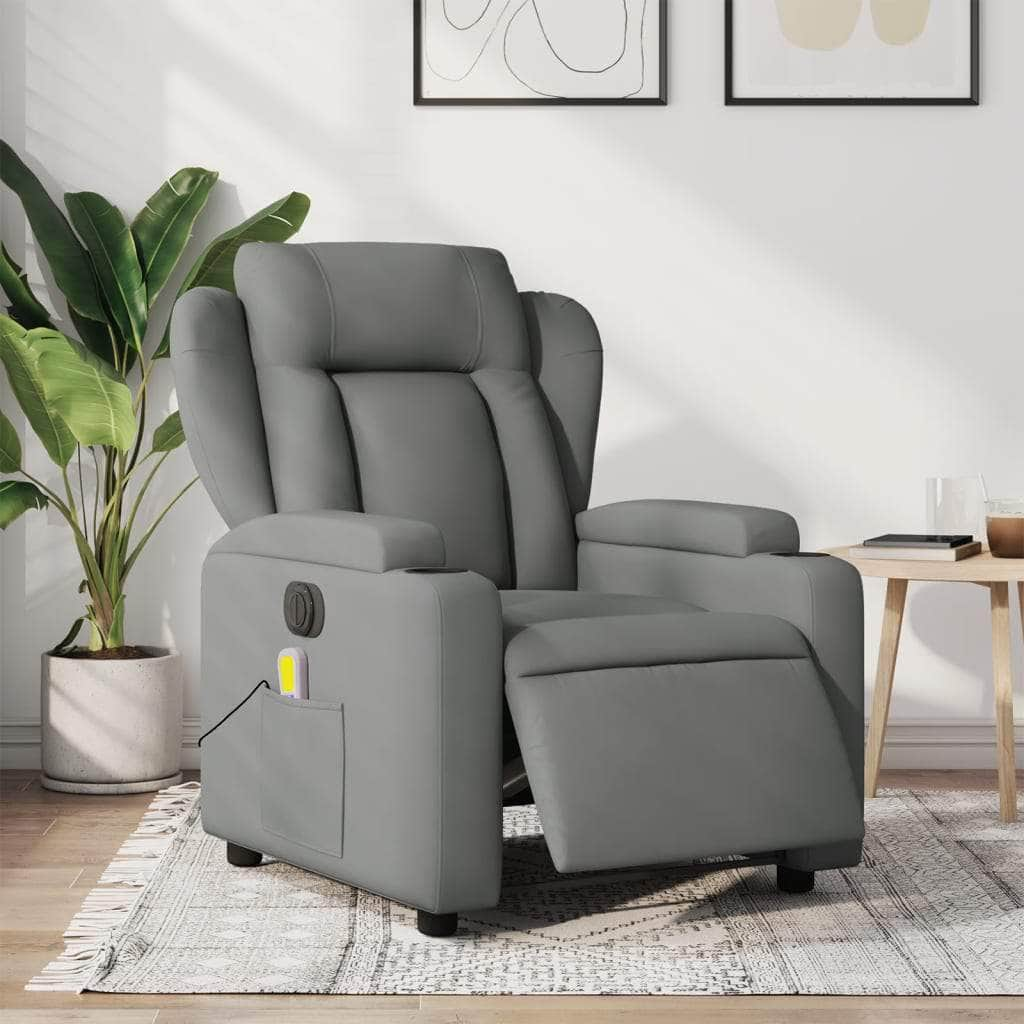 Electric Light Grey Fabric Massage Recliner Chair