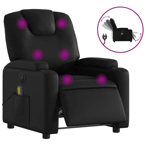 Electric Massage Recliner Chair Black Faux Leather