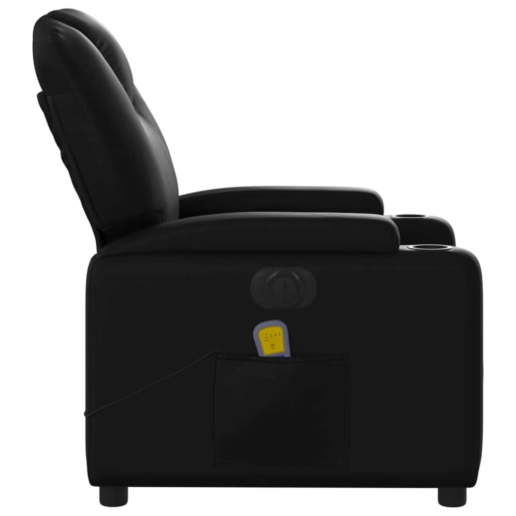 Electric Massage Recliner Chair Black Faux Leather