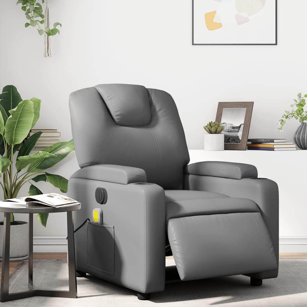 Electric Massage Recliner Chair Black Faux Leather