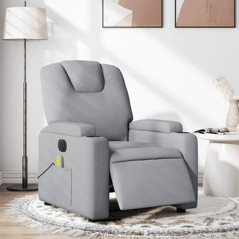 Electric Massage Recliner Chair in Light Grey Fabric