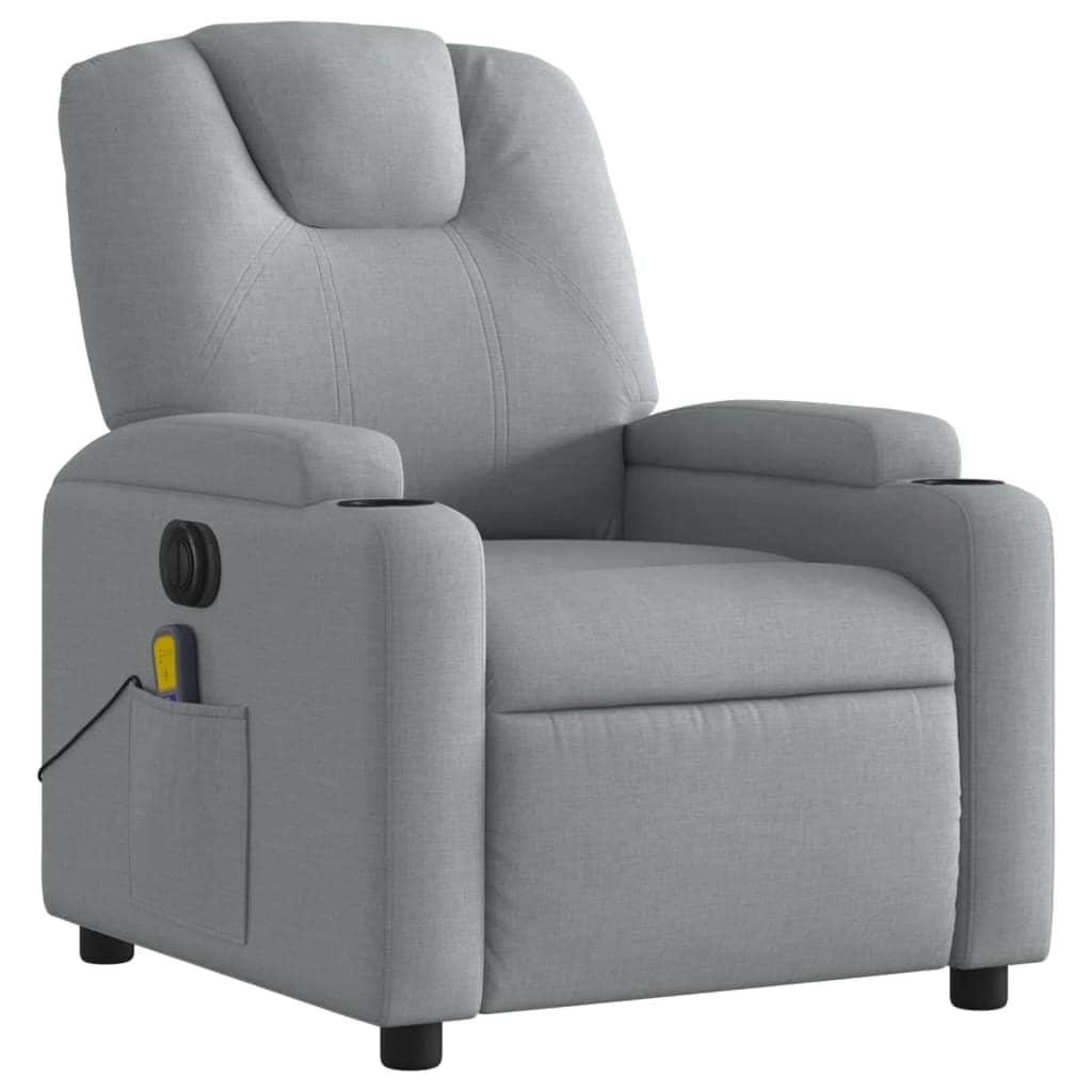 Electric Massage Recliner Chair in Light Grey Fabric