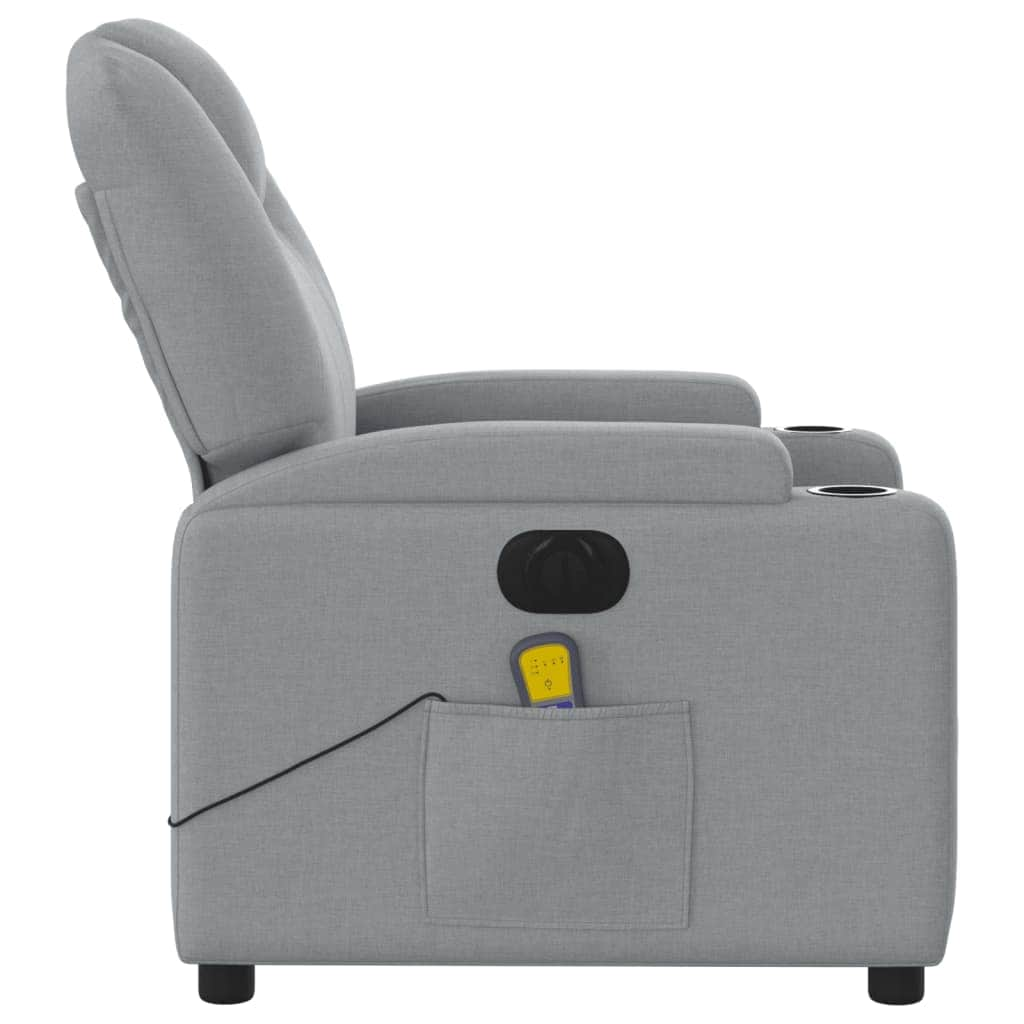 Electric Massage Recliner Chair in Light Grey Fabric