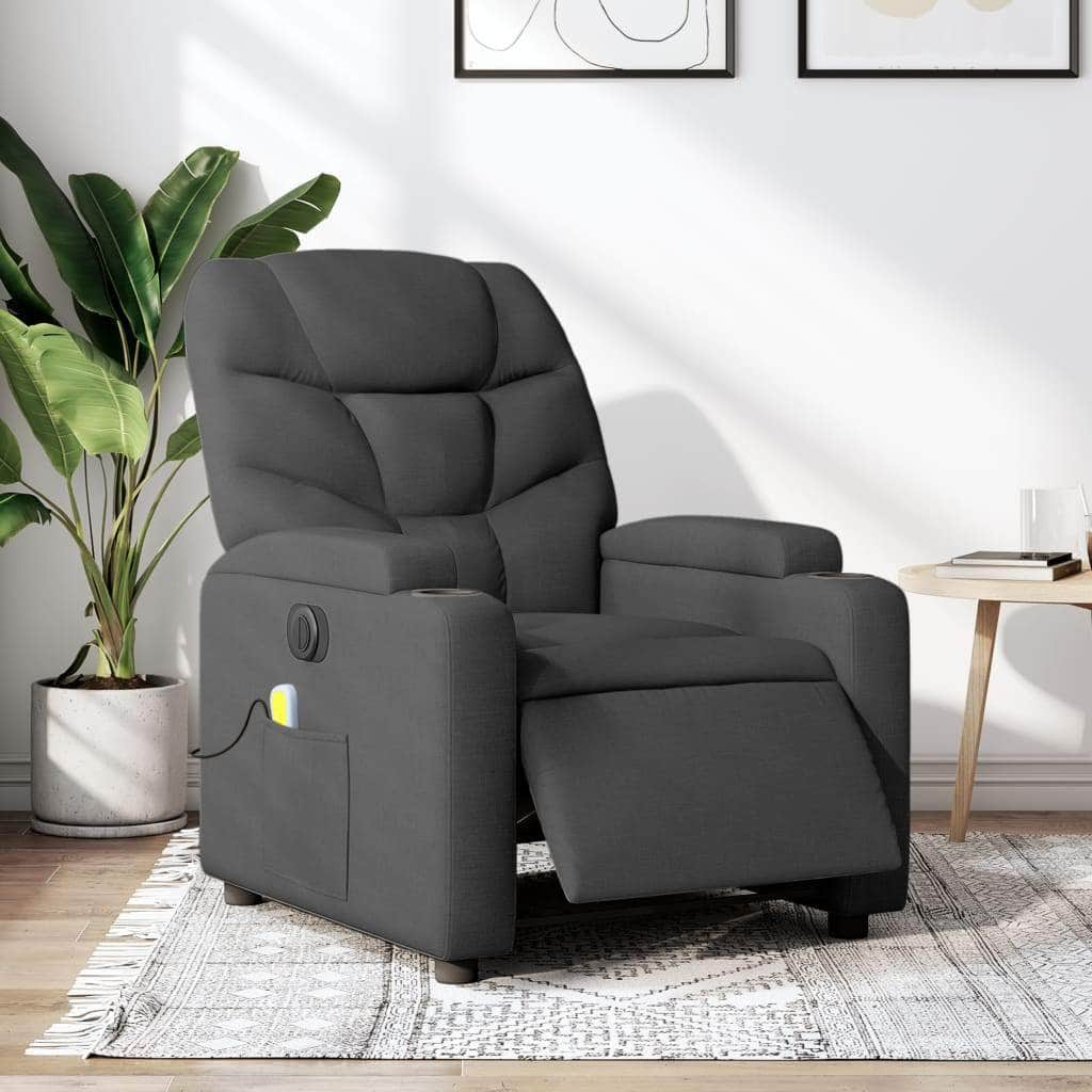 Electric Massage Recliner Chair Light Grey Fabric