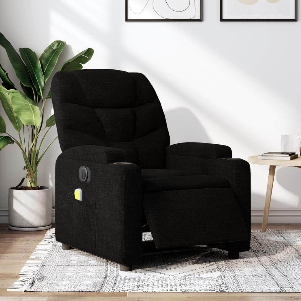 Electric Massage Recliner Chair Light Grey Fabric