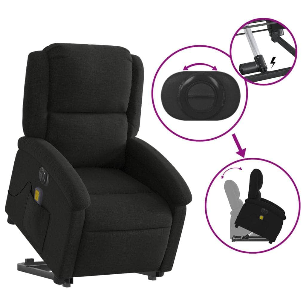 Electric Stand up Massage Recliner Chair Black