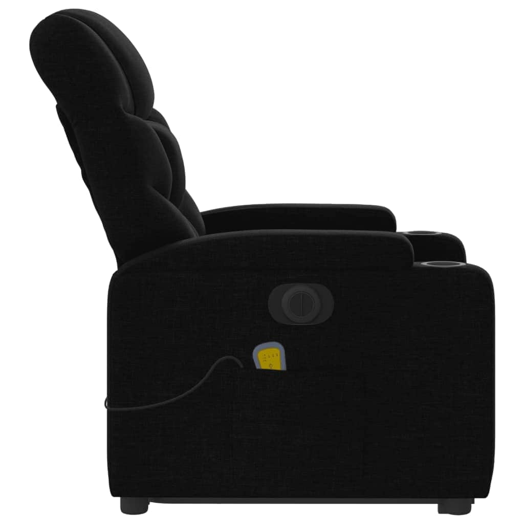 Electric Stand up Massage Recliner Chair Black Fabric