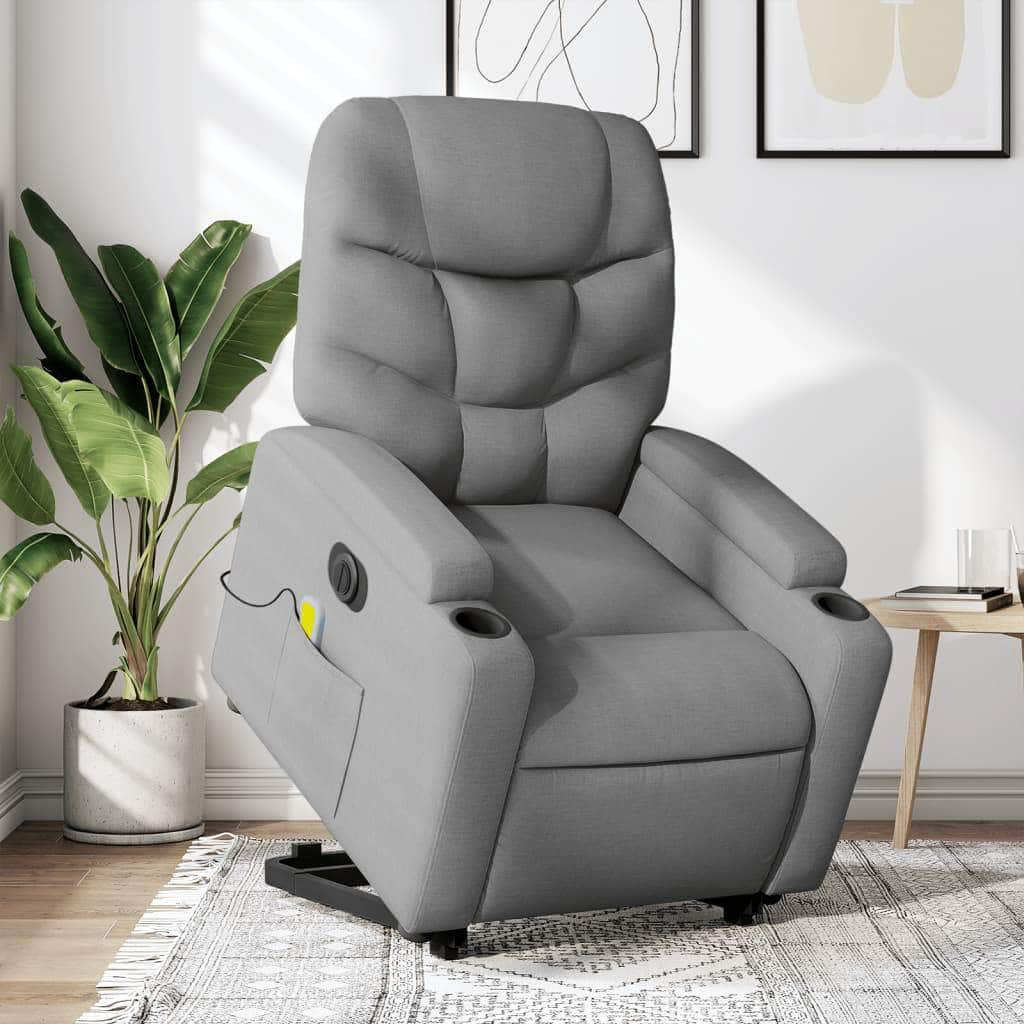 Electric Stand up Massage Recliner Chair Black Fabric