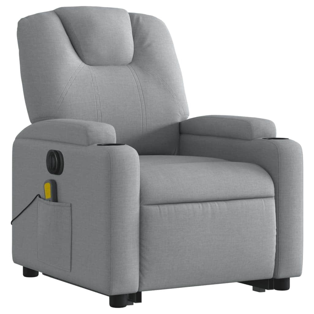 Electric Standing Massage Recliner Chair in Light Grey Fabric