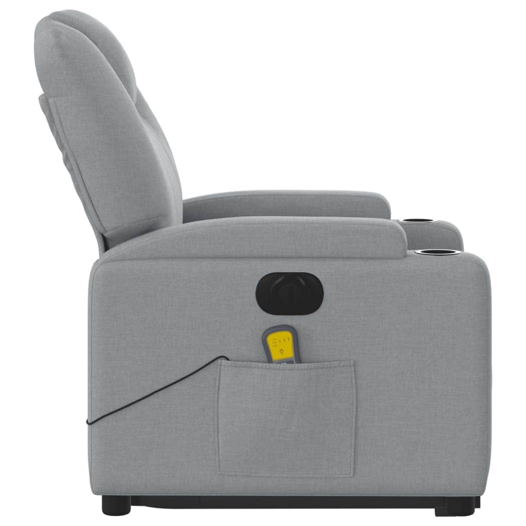 Electric Standing Massage Recliner Chair in Light Grey Fabric