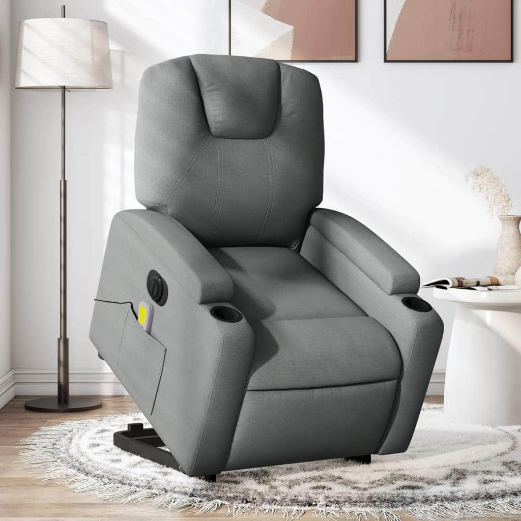 Electric Standing Massage Recliner Chair in Light Grey Fabric