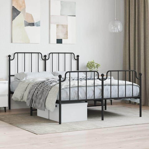 Elegance: Metal Bed Frame with Headboard and Footboard