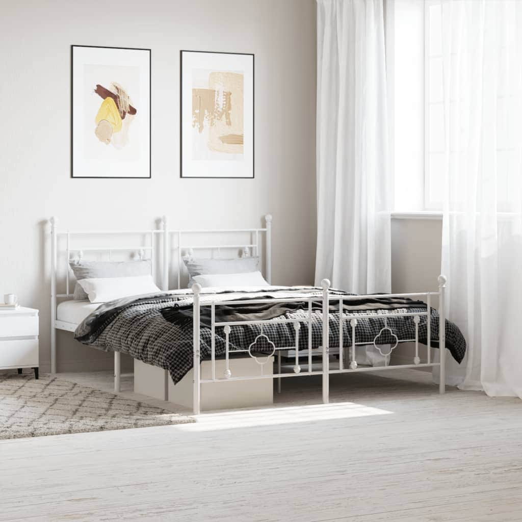 Elegance: Metal Bed Frame with Headboard and Footboard