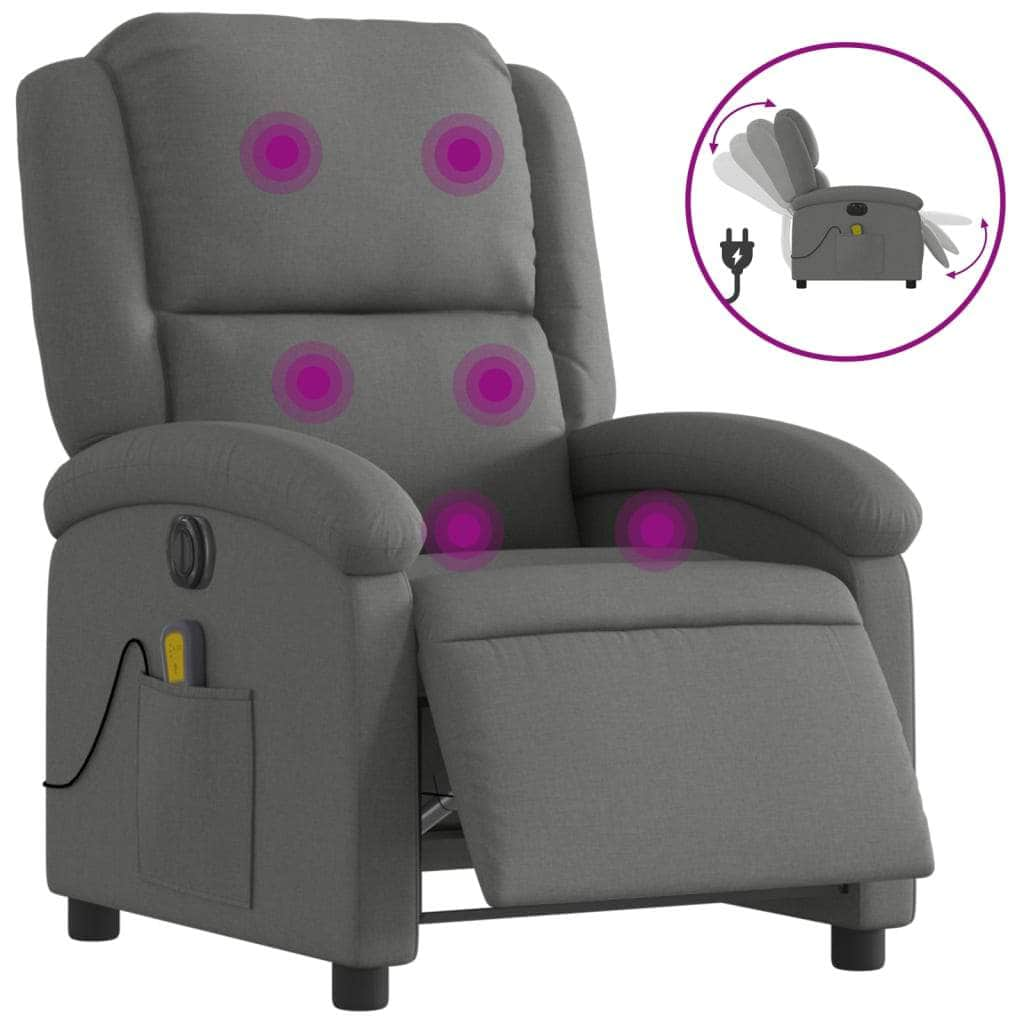 Fabric Electric Massage Recliner Chair Dark Grey