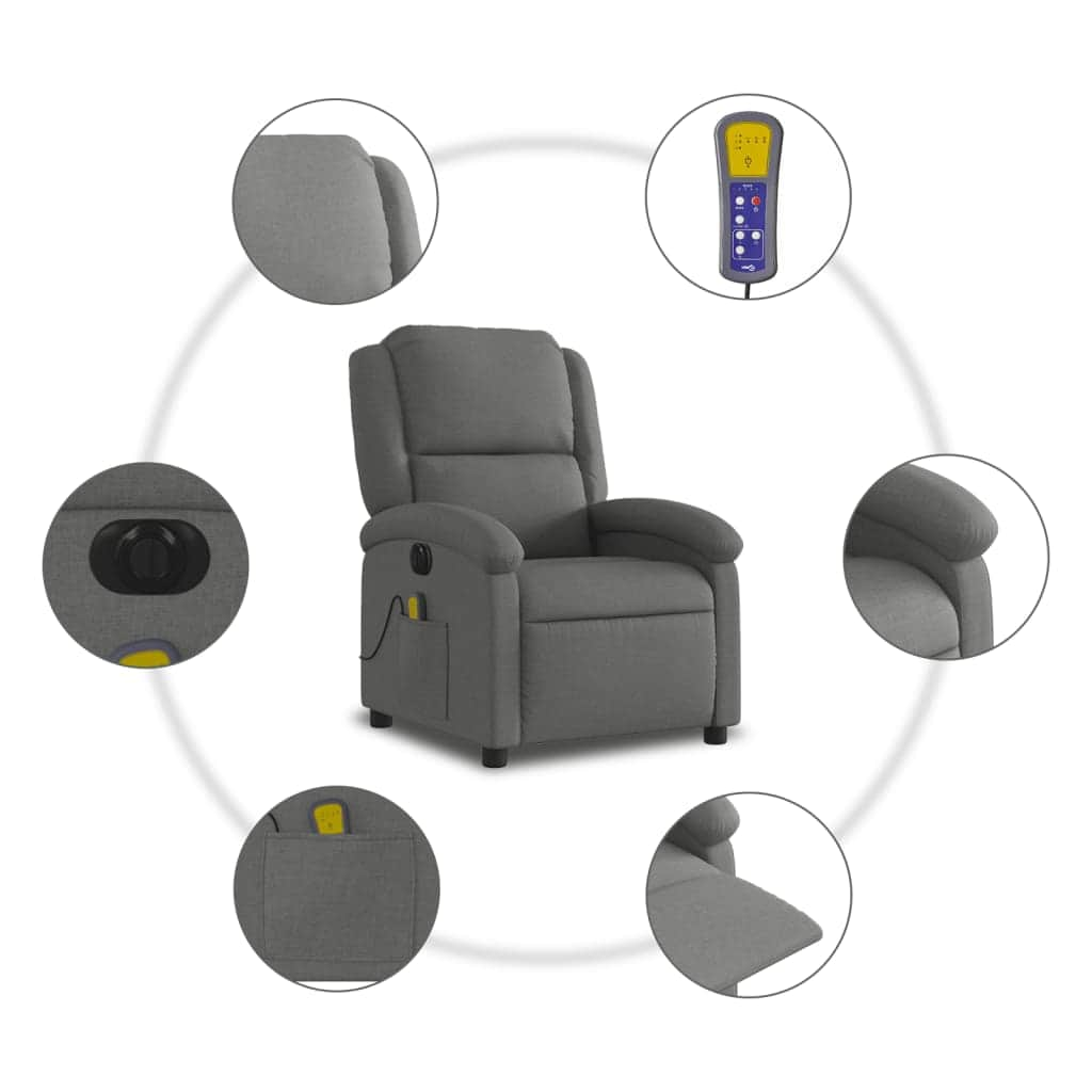 Fabric Electric Massage Recliner Chair Dark Grey