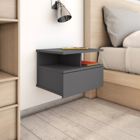 Floating Nightstand Grey 40x31x27 cm Chipboard