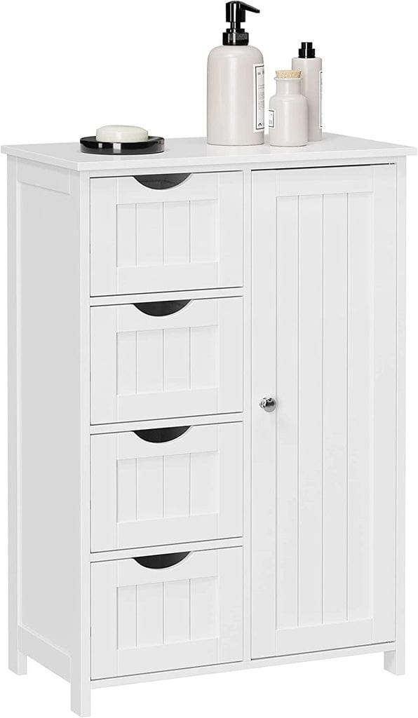 Floor Cabinet with 4 Drawers and Adjustable Shelf White LHC41W