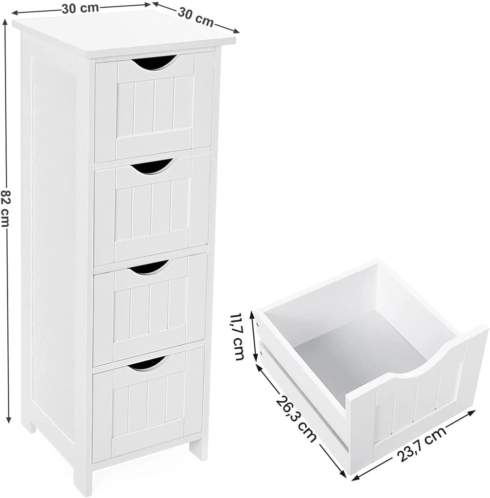 Floor Cabinet with 4 Drawers White LHC40W