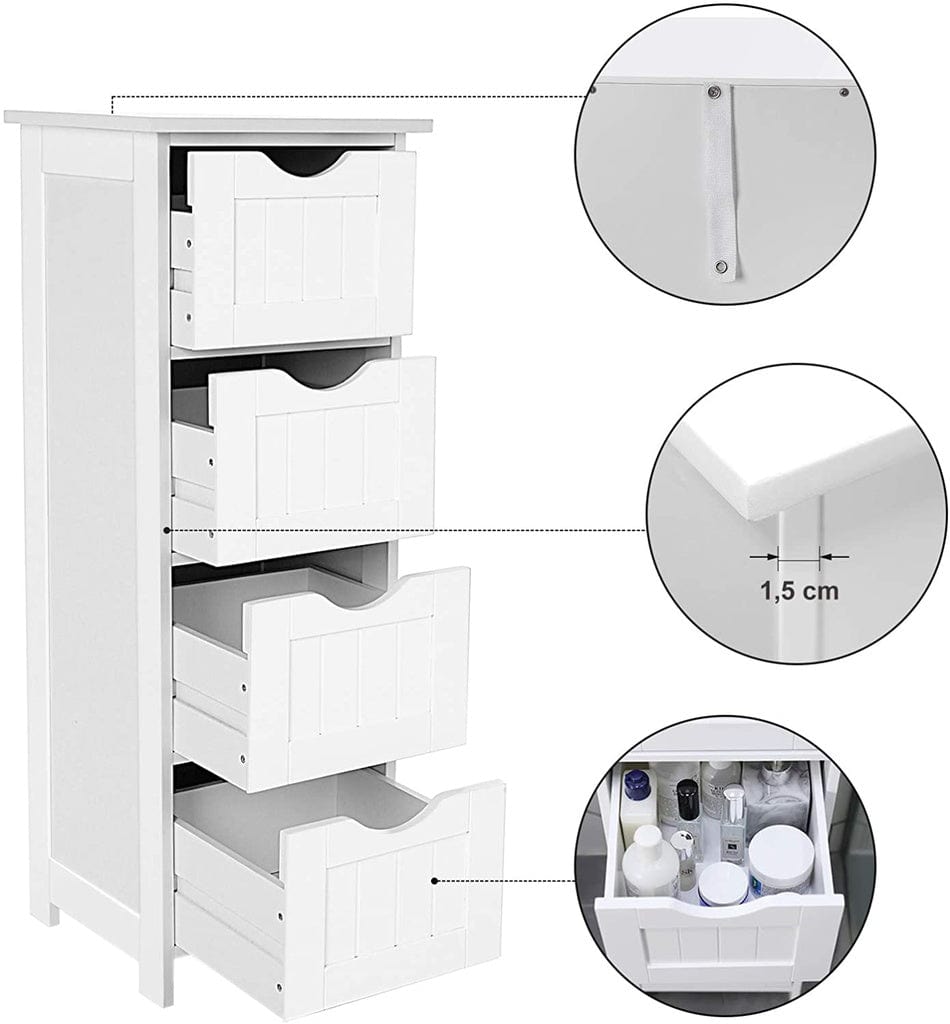 Floor Cabinet with 4 Drawers White LHC40W