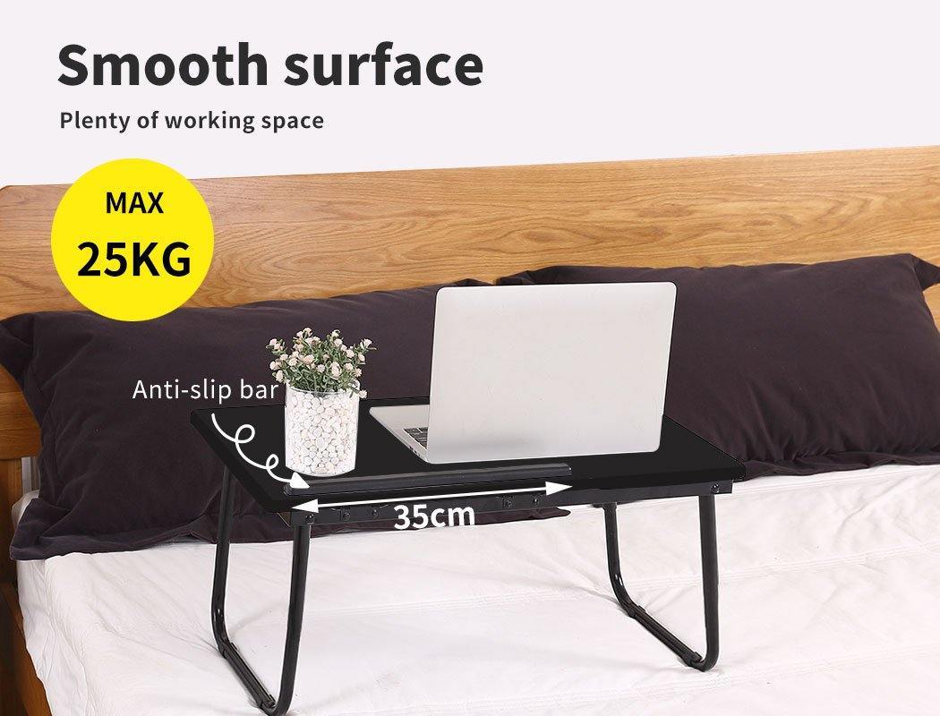 bedroom Foldable Bed Tray Laptop Table Stand-Black