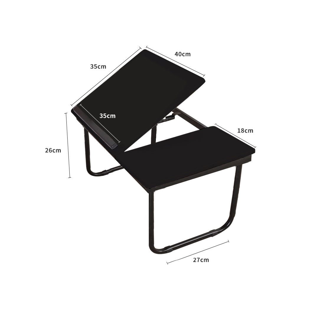 bedroom Foldable Bed Tray Laptop Table Stand-Black