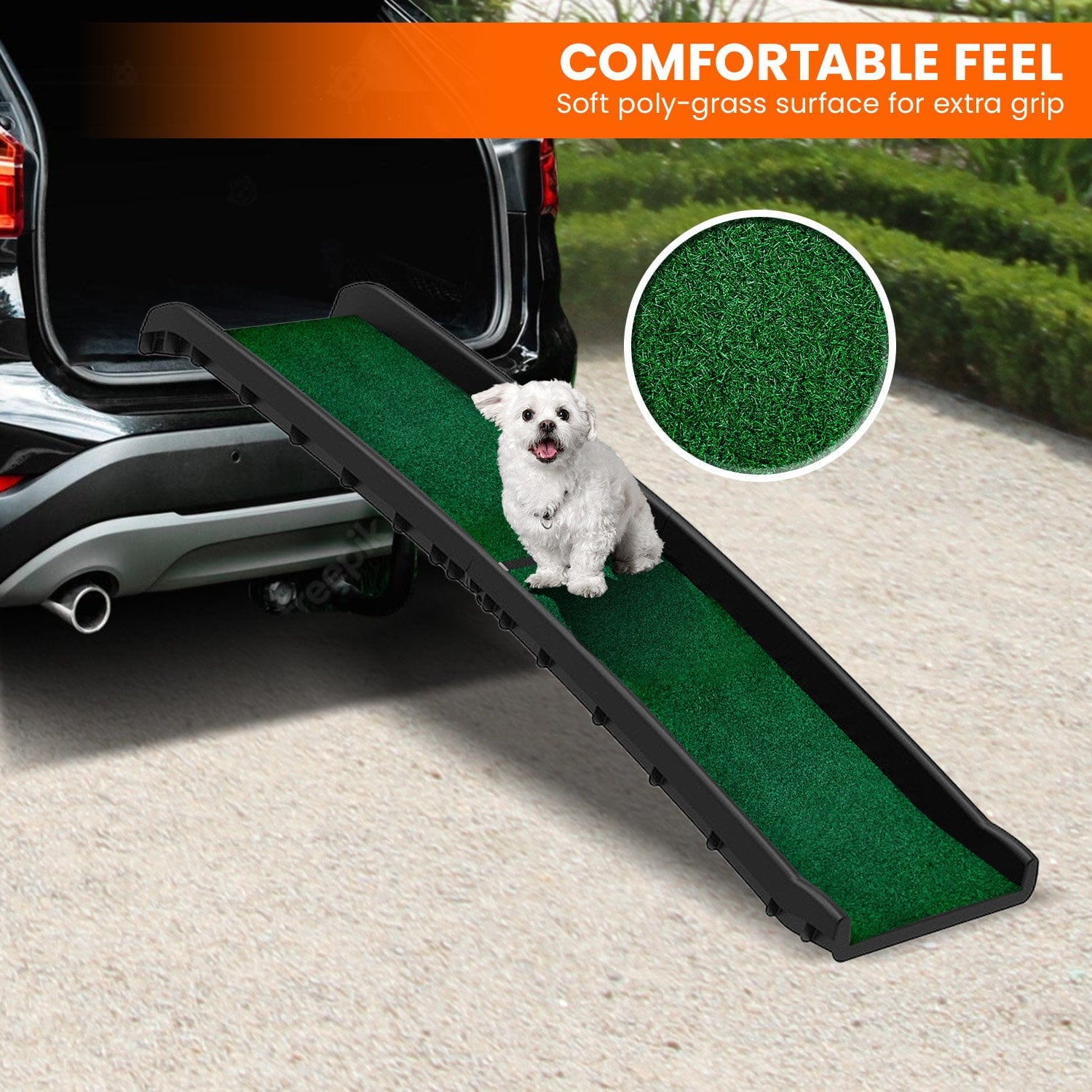 Foldable Plastic Dog Ramp with Synthetic Grass