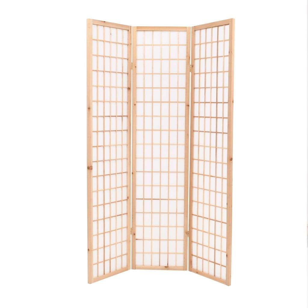 Folding 3-Panel Room Divider Japanese Style 120x170 cm Natural