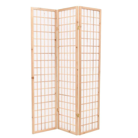 Folding 3-Panel Room Divider Japanese Style 120x170 cm Natural