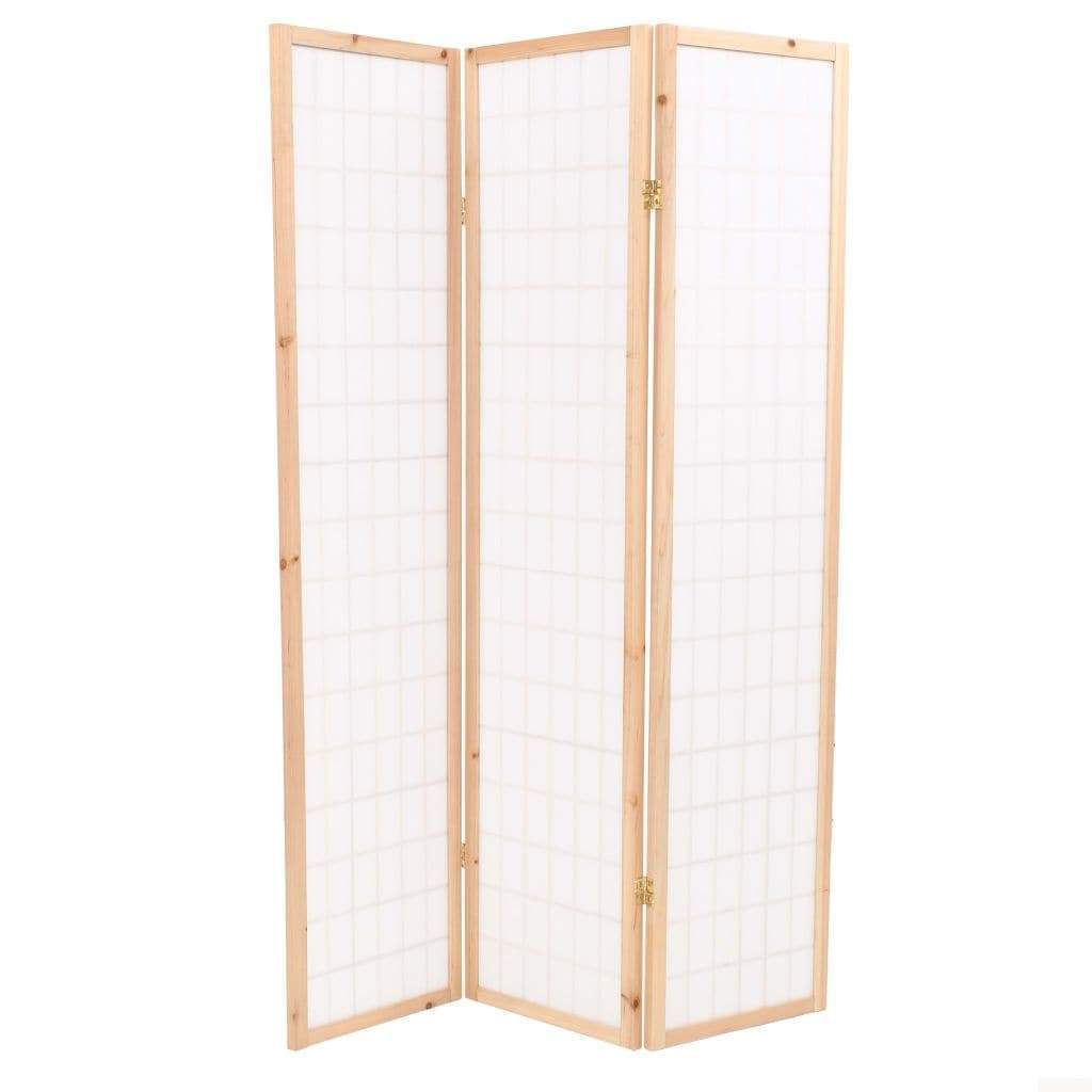 Folding 3-Panel Room Divider Japanese Style 120x170 cm Natural