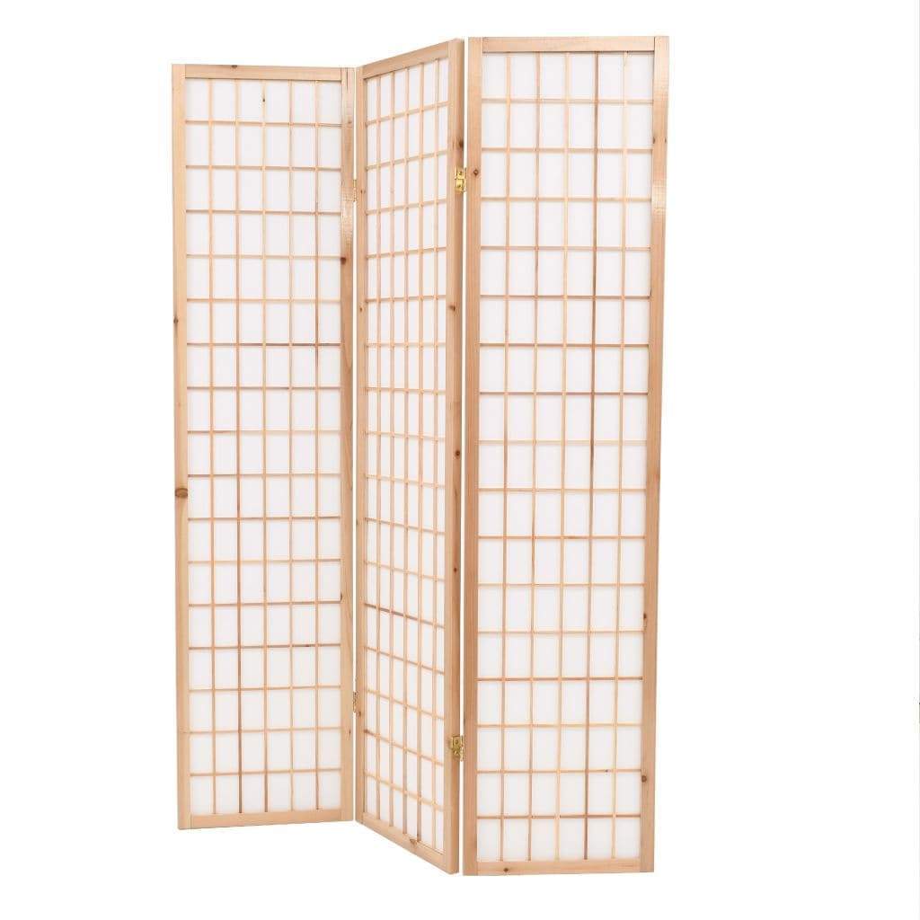 Folding 3-Panel Room Divider Japanese Style 120x170 cm Natural