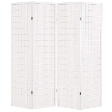 Folding 4-Panel Room Divider Japanese Style 160x170 cm White