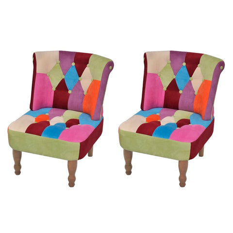 French Chairs 2 pcs with Patchwork Design Fabric