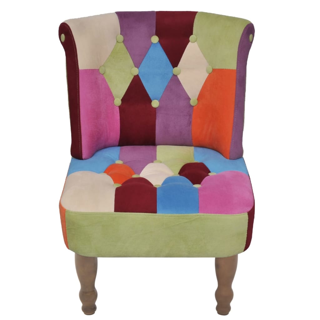 French Chairs 2 pcs with Patchwork Design Fabric