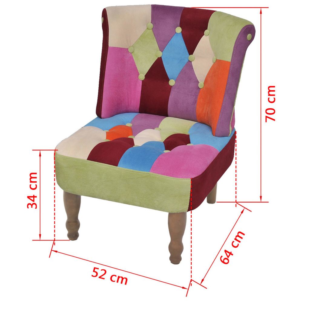 French Chairs 2 pcs with Patchwork Design Fabric