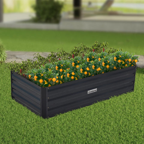 Garden Bed 120 x 60 x 30cm Galvanized Steel - Black