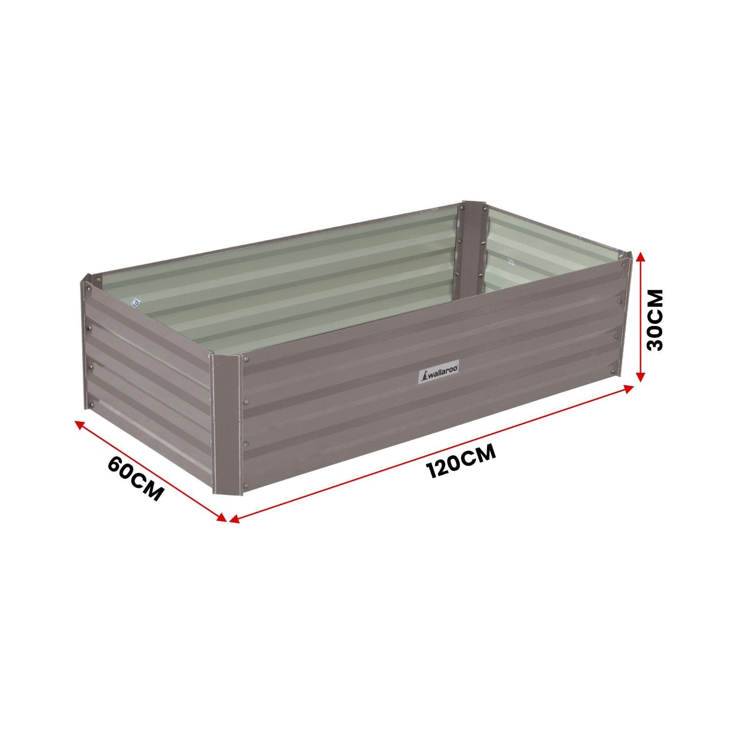 Garden Bed 120 x 60 x 30cm Galvanized Steel - Grey