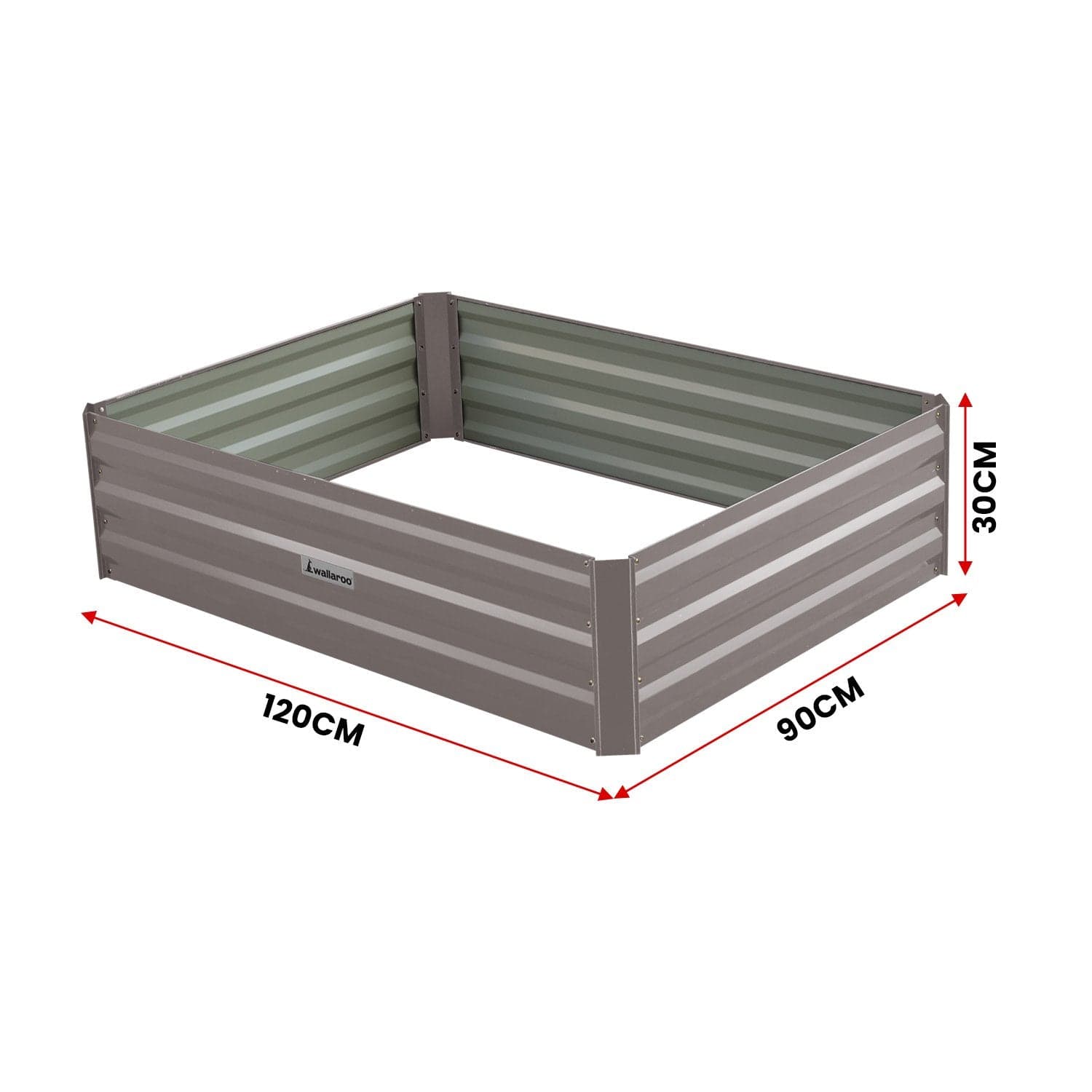 Garden Bed 120 x 90 x 30cm Galvanized Steel - Grey