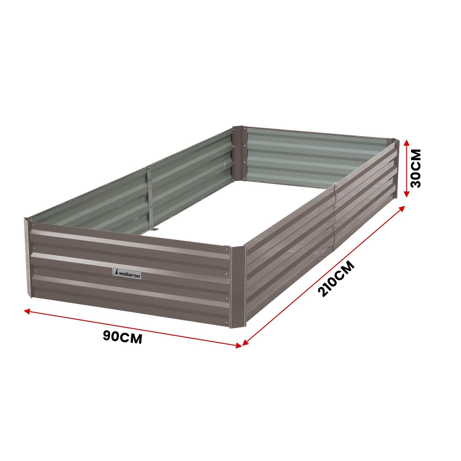 Garden Bed 210 x 90 x 30cm Galvanized Steel - Grey