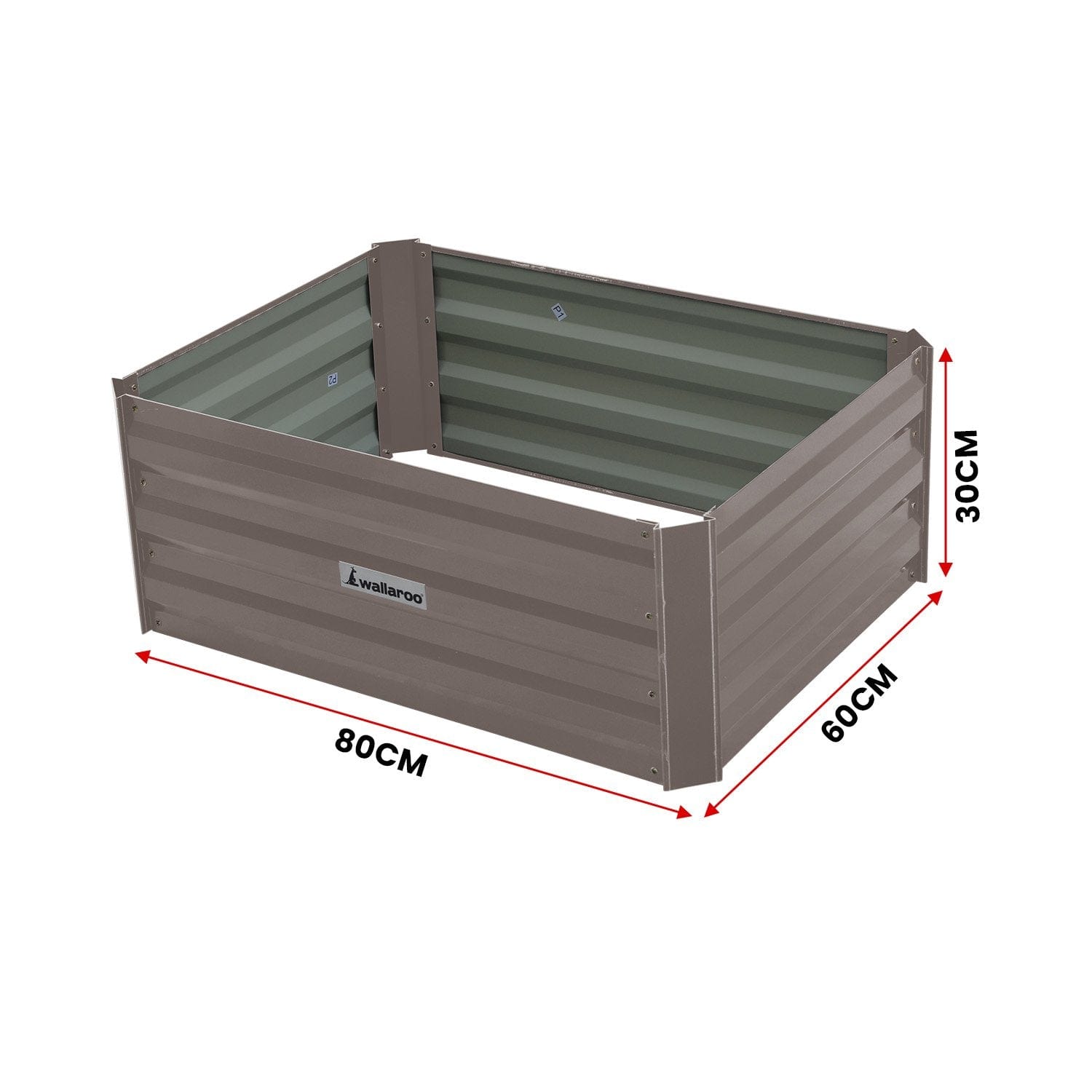 Garden Bed 80 x 60 x 30cm Galvanized Steel - Grey