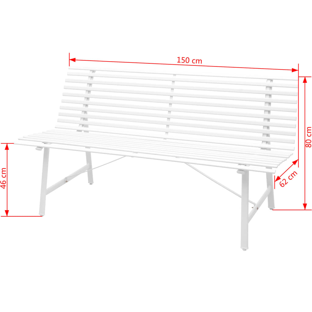 Garden Bench 150 cm Steel White