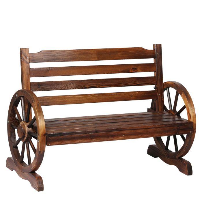 Garden Bench Wooden Wagon Seat Outdoor Chair Lounge Patio Furniture