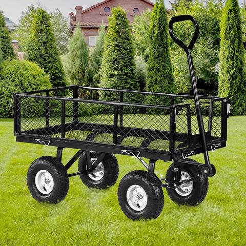 garden care Garden Cart with Mesh Liner Lawn Folding Trolley Black