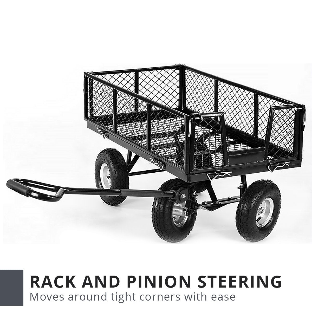 garden care Garden Cart with Mesh Liner Lawn Folding Trolley Black