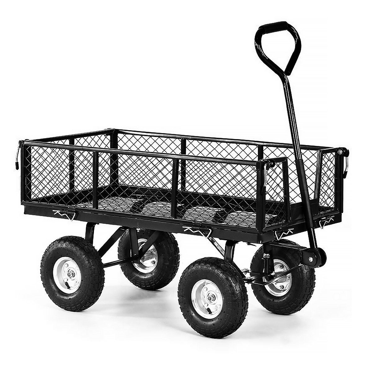 garden care Garden Cart with Mesh Liner Lawn Folding Trolley Black