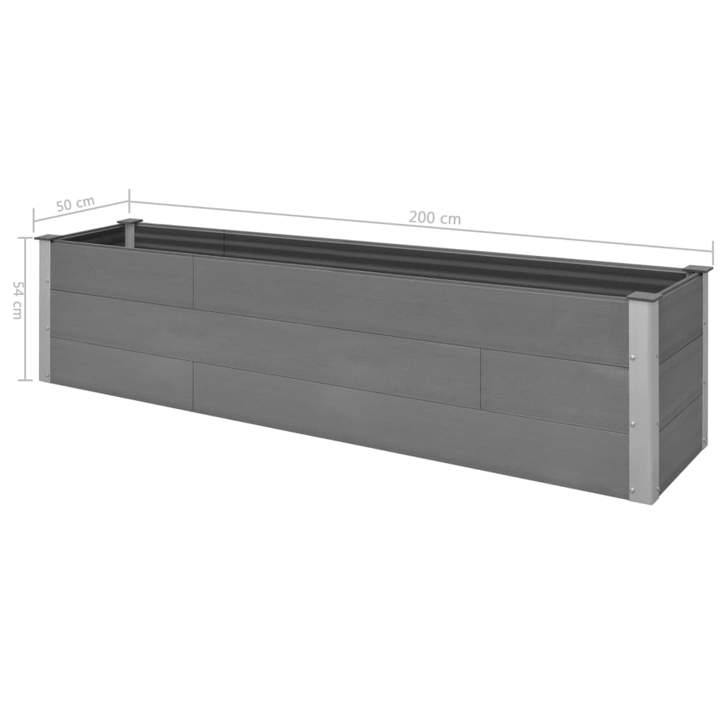 Garden Planter Grey 200x50x54 cm WPC